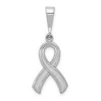 14K White Gold Awareness Ribbon Pendant view 1