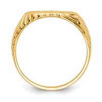 14K Yellow Gold Polished 9.5x7.0mm Open Back Rectangular Ring with Stripes Signet - Size 2.5 view 2