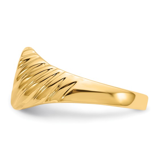 14K Polished 9.5x7.0mm Open Back Size 2.5 Baby Rectangular with Stripes Signet Ring