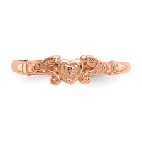 14K Rose Gold Textured Mini Heart Ring - Size 1 view 5