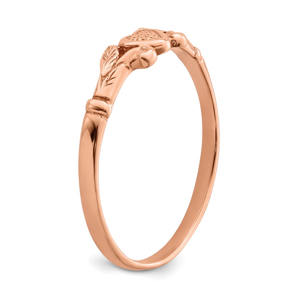 14K Rose Gold Textured Mini Heart Baby Ring (K5793)