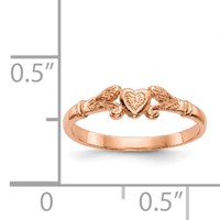 14K Rose Gold Textured Mini Heart Ring - Size 1 view 3