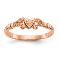 14K Rose Gold Textured Mini Heart Ring - Size 1 view 1