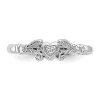 14K White Gold Textured Mini Heart Ring - Size 1 view 5