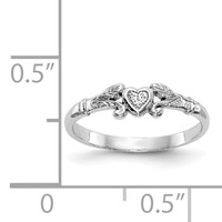 14K White Gold Textured Mini Heart Ring - Size 1 view 3