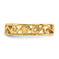 14K Yellow Gold Polished and Diamond-cut Toe Ring view 4