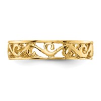 14K Yellow Gold Polished and Diamond-cut Toe Ring view 5