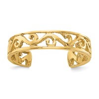 14K Yellow Gold Polished and Diamond-cut Toe Ring view 1