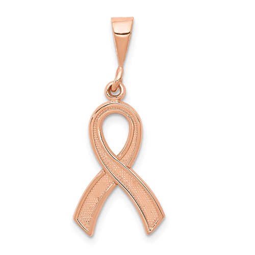 14K Rose Gold Awareness Ribbon Pendant