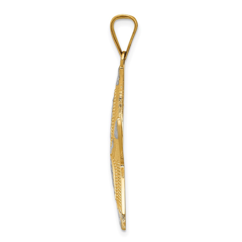 14k and Rhodium Diamond-cut Polished Starfish Pendant (K5817)
