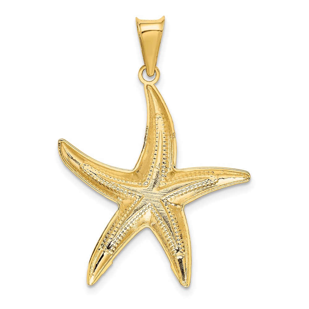 14k and Rhodium Diamond-cut Polished Starfish Pendant (K5817)
