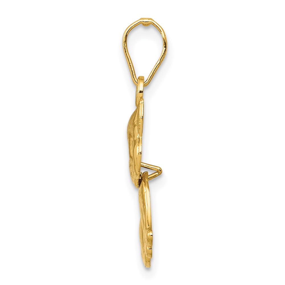 14k Polished Moveable Cat Pendant (K5818)
