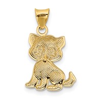 14K Yellow Gold Polished Moveable Cat Pendant view 3