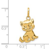 14K Yellow Gold Polished Moveable Cat Pendant view 4