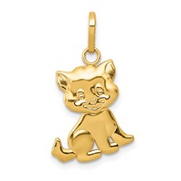 14K Yellow Gold Polished Moveable Cat Pendant view 1