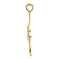 14K and White Rhodium Polished Dancer Pendant with Moveable Skirt and Legs view 2