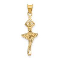 14K and White Rhodium Polished Dancer Pendant with Moveable Skirt and Legs view 3