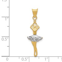 14K and White Rhodium Polished Dancer Pendant with Moveable Skirt and Legs view 4