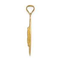 14K Pendant with Rose and White Rhodium Diamond-cut Solid Our Lady of Guadalupe Oval view 2