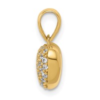 14K Yellow Gold Polished CZ 3D Heart Pendant view 2
