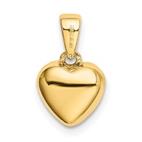 14K Yellow Gold Polished CZ 3D Heart Pendant view 3