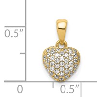 14K Yellow Gold Polished CZ 3D Heart Pendant view 4