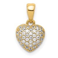 14K Yellow Gold Polished CZ 3D Heart Pendant view 1