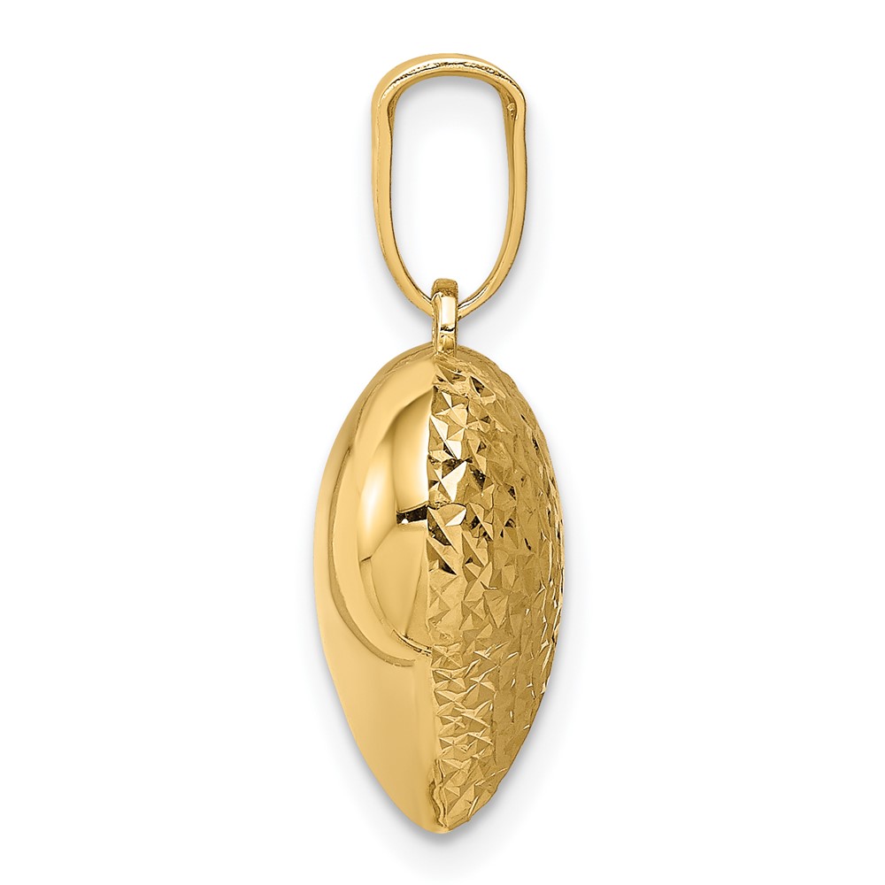 14K Polished and Textured 3-D Heart Pendant (K5833)