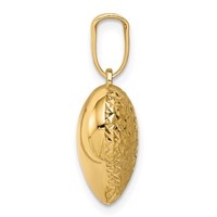 14K Yellow Gold Polished and Textured 3-D Puffed Heart Pendant view 2