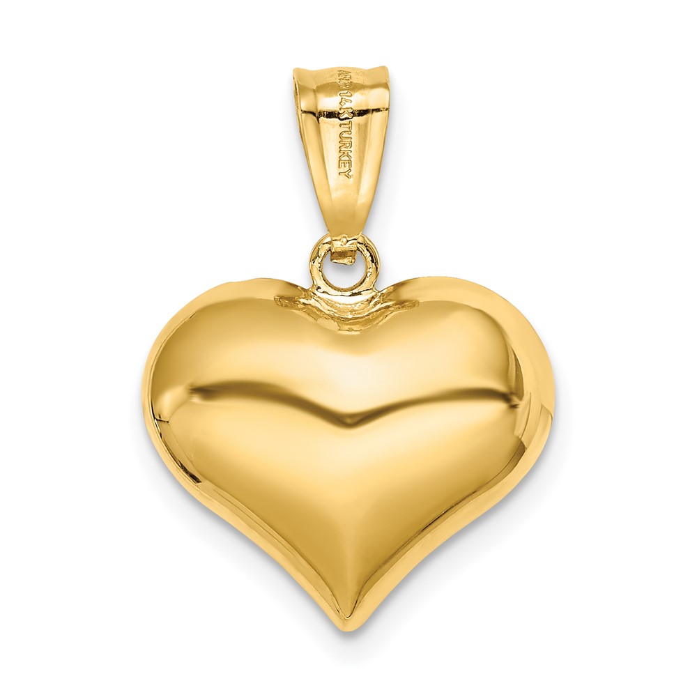 14K Polished and Textured 3-D Heart Pendant (K5833)