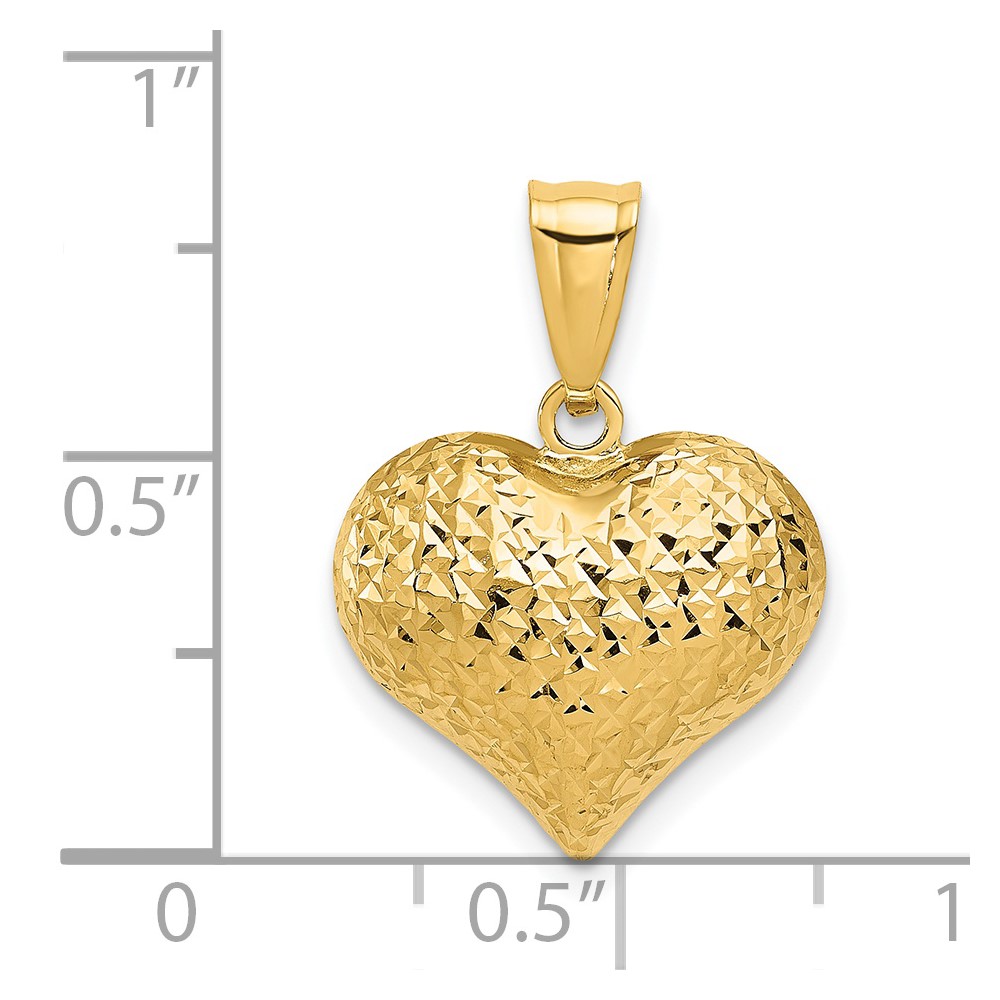14K Polished and Textured 3-D Heart Pendant (K5833)