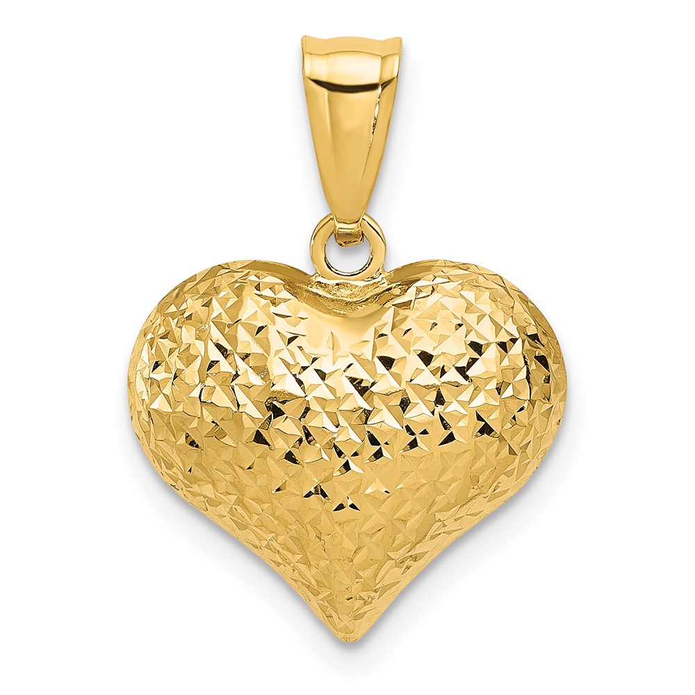 14K Polished and Textured 3-D Heart Pendant (K5833)