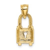 14K Yellow Gold Polished Padlock Charm view 3