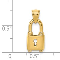 14K Yellow Gold Polished Padlock Charm view 4