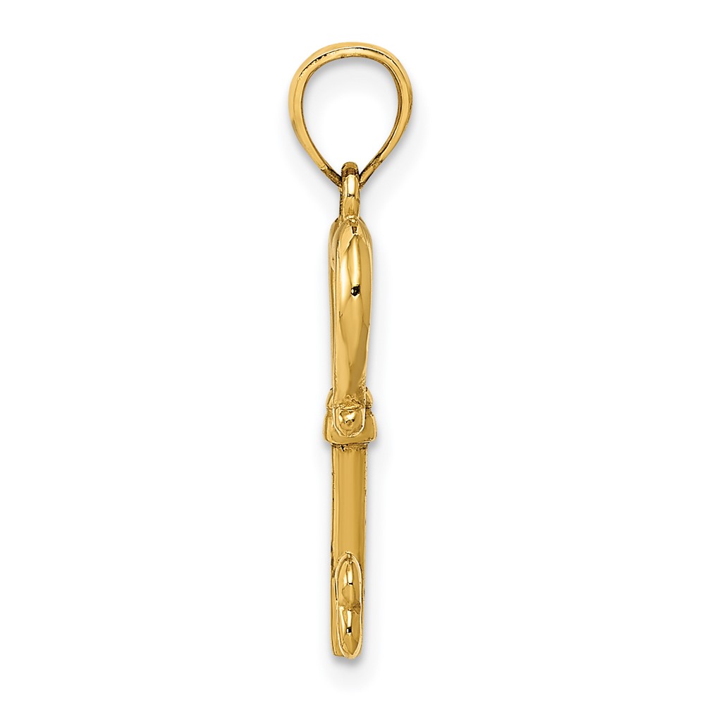 14k Polished 3D Heart Key Pendant (K5839)