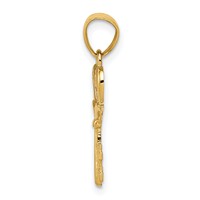 14K Yellow Gold Polished Swans Heart Key Charm view 2