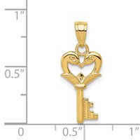 14K Yellow Gold Polished Swans Heart Key Charm view 4