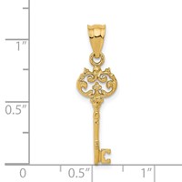 14K Yellow Gold Polished Filigree Key Charm view 4