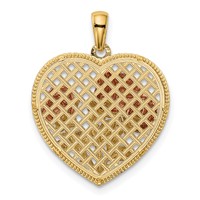 14K Two-tone Polished Flowers in Heart Pendant view 3