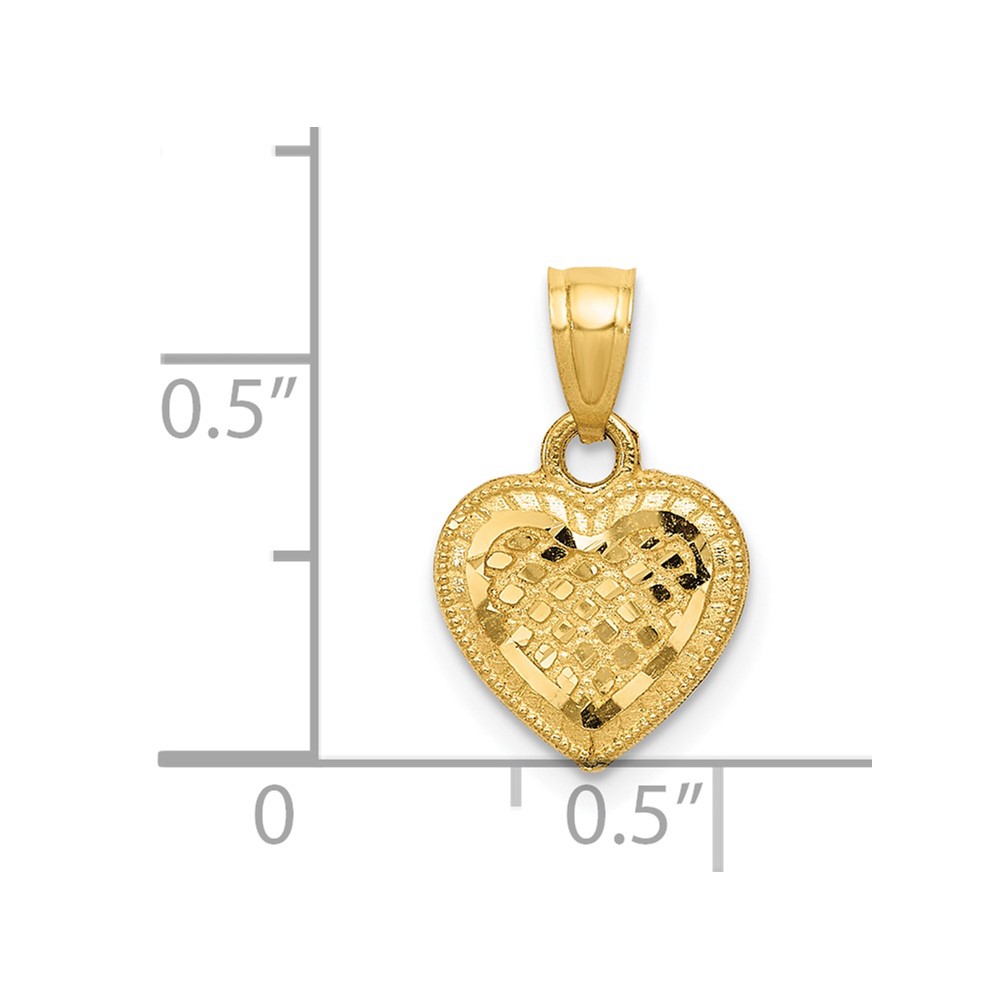 14k Diamond-cut Lattice Heart Pendant (K5855)
