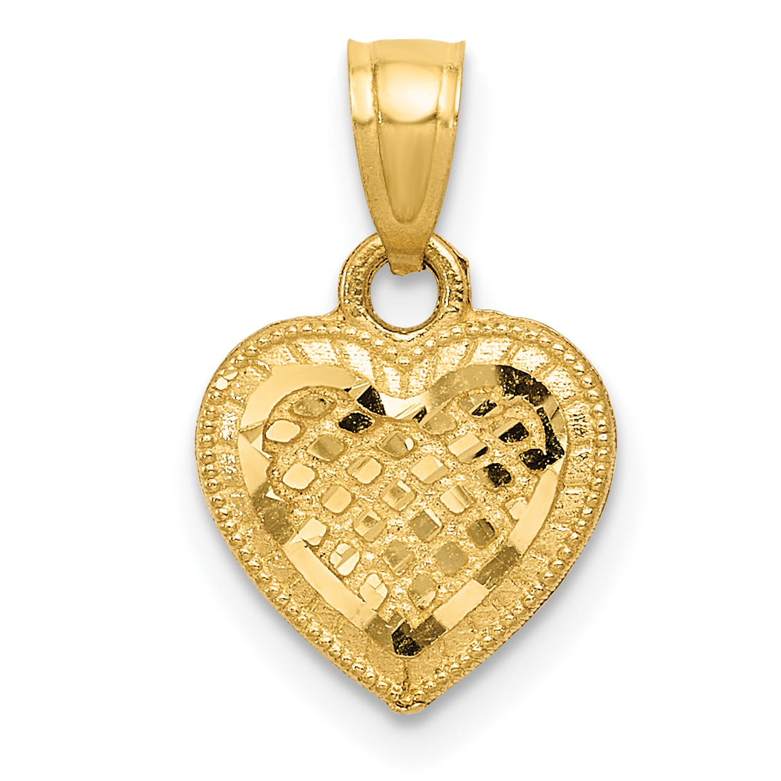 14k Diamond-cut Lattice Heart Pendant (K5855)