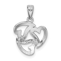 14K White Gold Polished Cut-out 3-Heart Pendant view 3