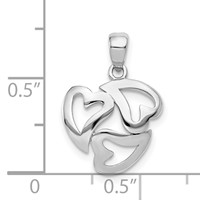 14K White Gold Polished Cut-out 3-Heart Pendant view 4