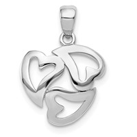 14K White Gold Polished Cut-out 3-Heart Pendant view 1