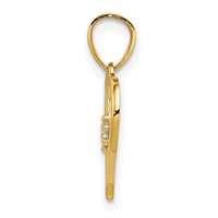 14K Yellow Gold 2-CZ Cut-out Heart Pendant view 2