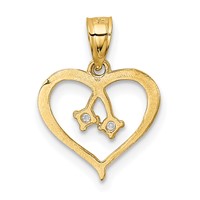 14K Yellow Gold 2-CZ Cut-out Heart Pendant view 3