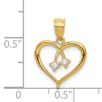 14K Yellow Gold 2-CZ Cut-out Heart Pendant view 4