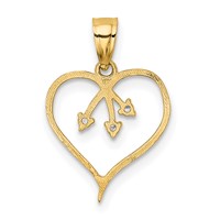 14K Yellow Gold 3-CZ Cut-out Heart Pendant view 3