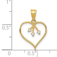 14K Yellow Gold 3-CZ Cut-out Heart Pendant view 4