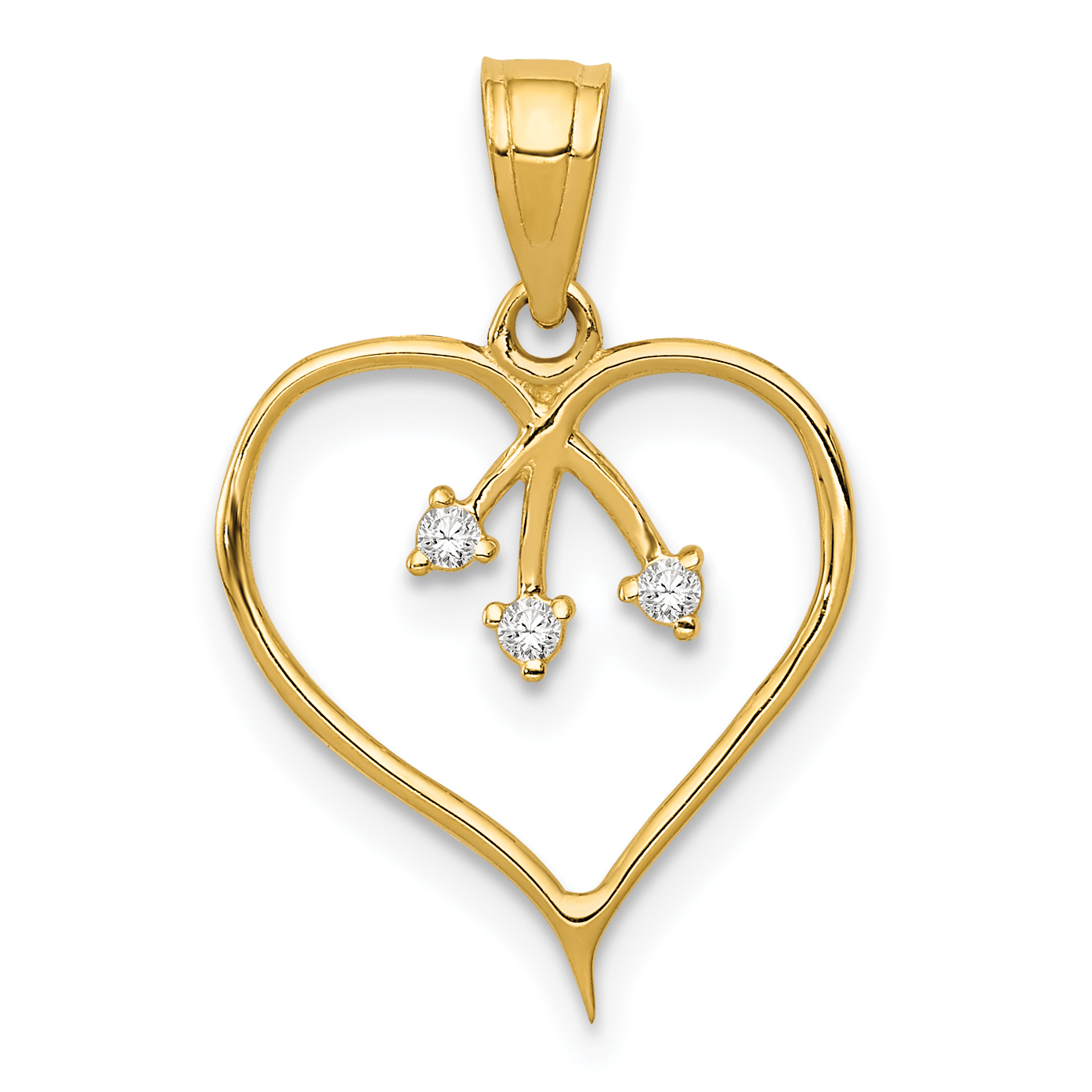 14k 3-CZ Cut-out Heart Pendant (K5864)